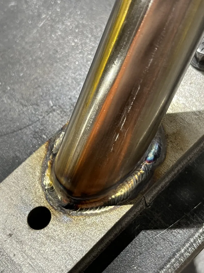 Tube base fillet weld, welding job by KC Ironcore