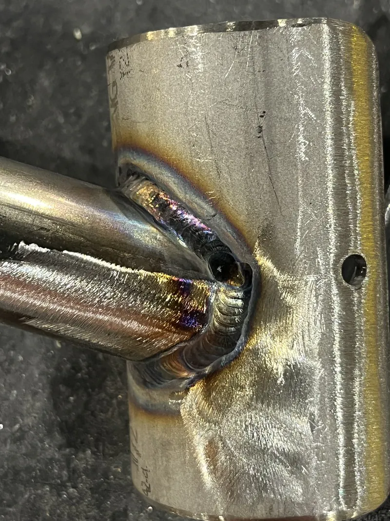 Tube into cylinder weld, welding job by KC Ironcore