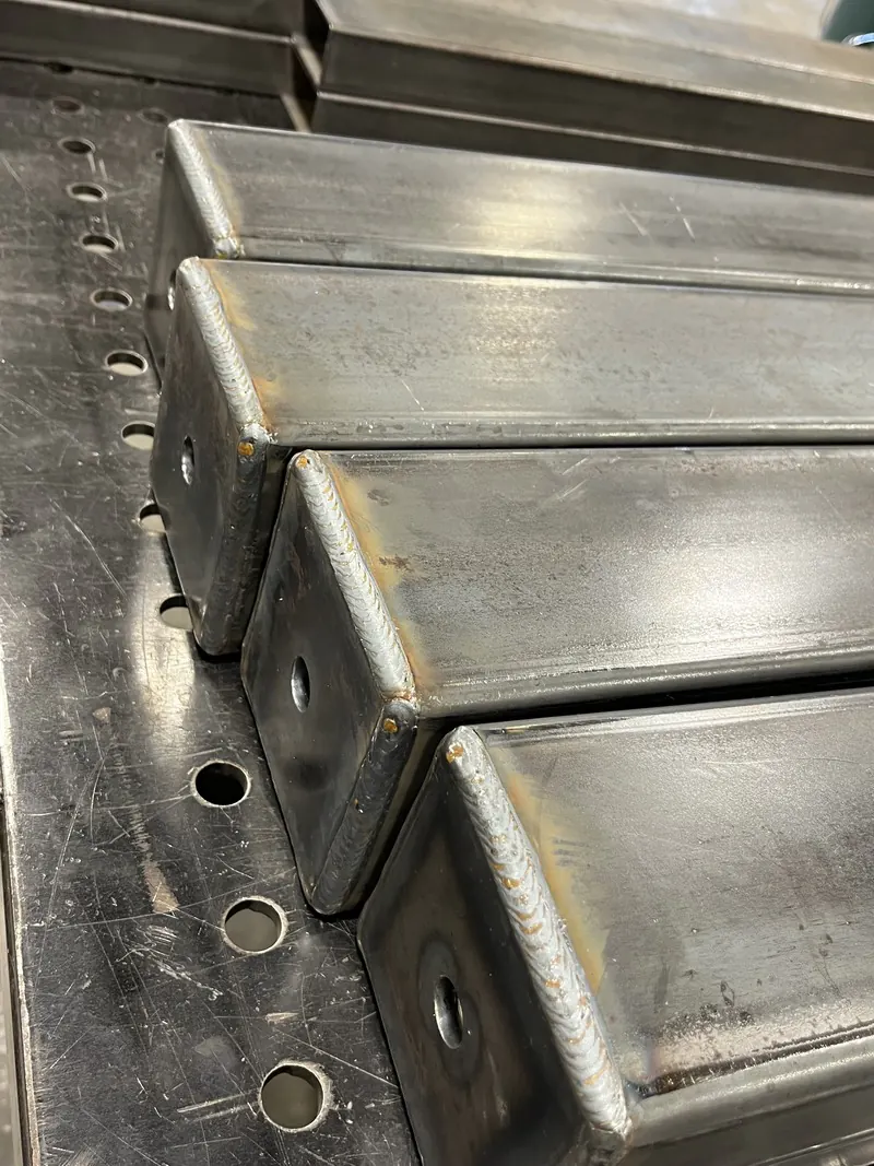 Batch of welded steel channel parts, welding job by KC Ironcore